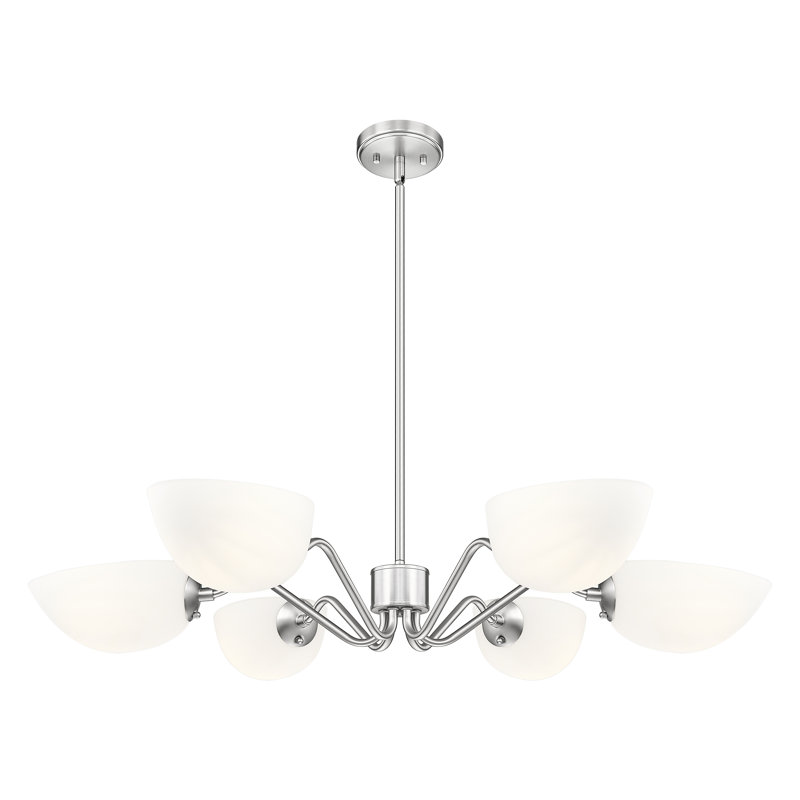 Lustre 6 lumières breton en nickel brossé, Nickel brossé