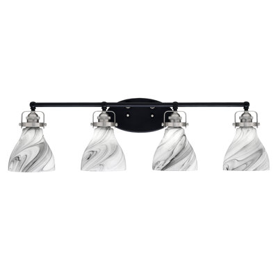 Easton 4 Light Bath Bar With 6.25" Onyx Swirl Glass