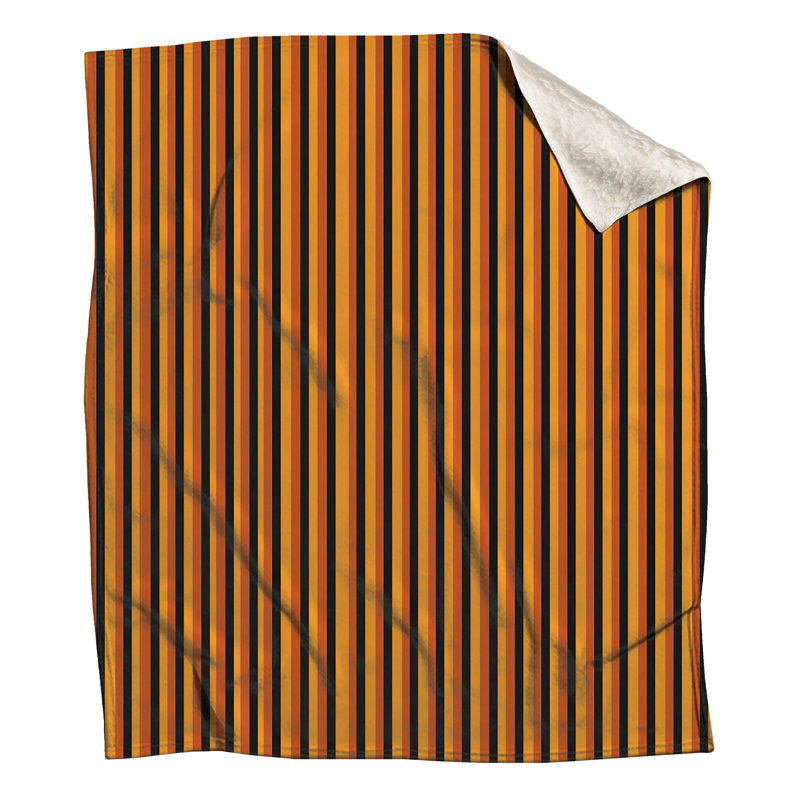 Jeté en molleton à rayures orange et noir - Jeté à motif pour canapés ou lits, 50in W x 60in H