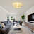 19.3" Low Profile Caged Ceiling Fan with Linen Shade, Light and Remote Control