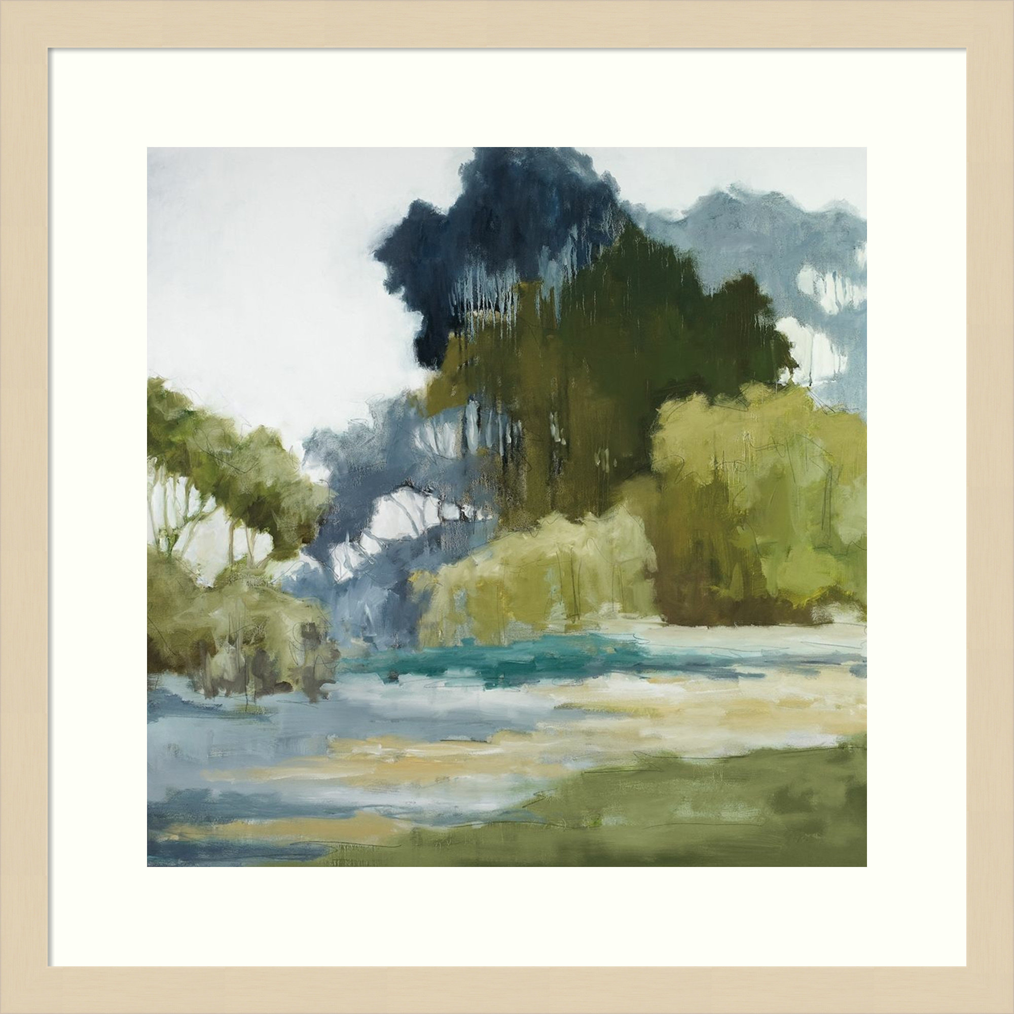 Bean Fileds Tall Trees by Jacqueline Ellens, Natural Framed Paper, 33" H x 33" W