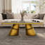 3 Piece White Glass And Gold Living Room Table Set