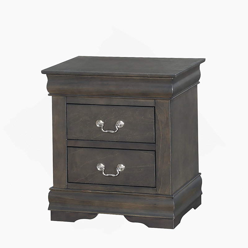 Table de chevet 2 tiroirs, Gris foncé