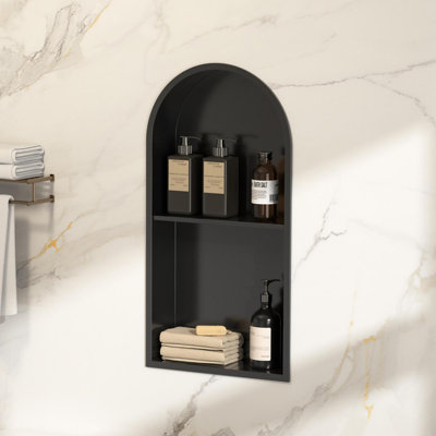 Niche de douche arquée 12 "x 24" en acier inoxydable avec tablettes doubles