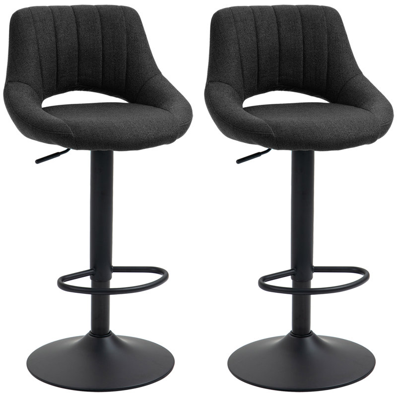 Kadaysha Swivel Upholstered Adjustable Height Counter Stool with Metal Frame, Black