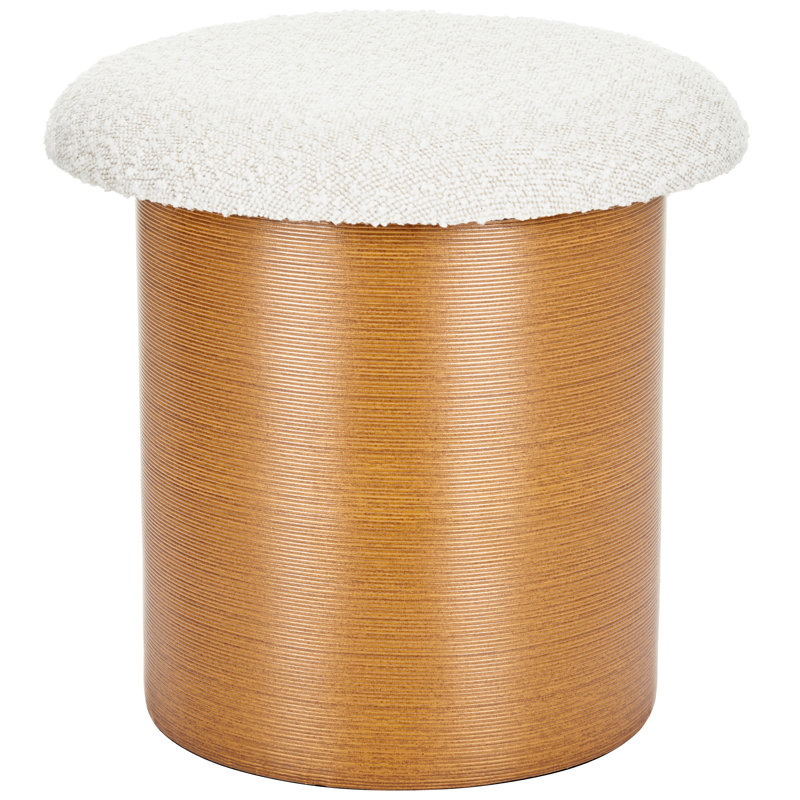 Repose-pieds rond avec rangement 15 po Boucle, Crème