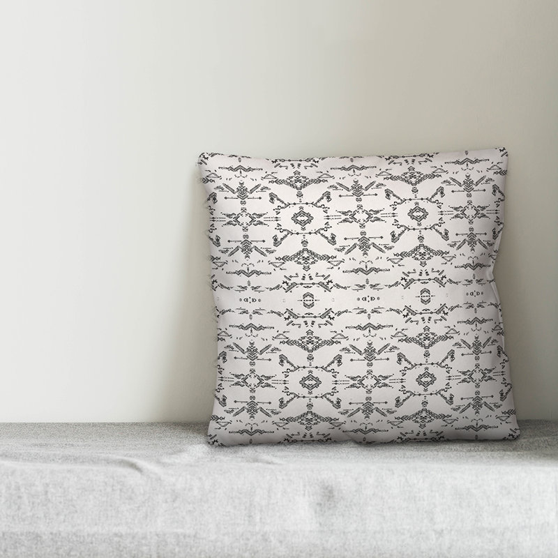  Coussin Faded, 16 po x 1 po, Blanc / noir