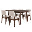 Ensemble de salle à manger moderne 5 pièces - Table rectangulaire en bois massif et chaises rembourrées en lin, finition noyer avec tissu beige pour la cuisine / salle à manger-1691412607