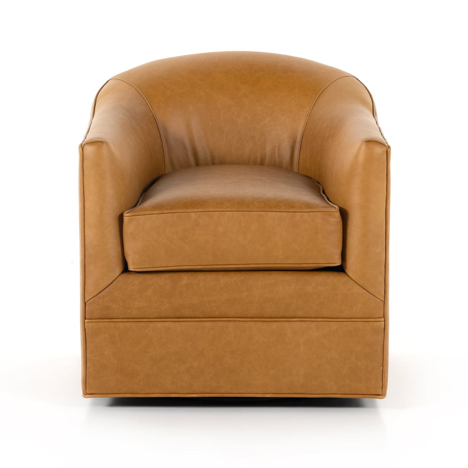 Faria Genuine Leather Swivel Armchair, Ontario Camel Genuine Leather