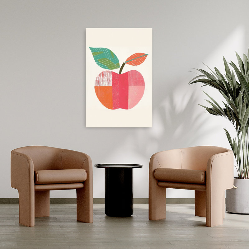 Modern Abstract Apple Abstract Bold Colorful Fruit Landscape Wall Art Print by Mathieu - Wrapped Canvas Print
