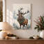 Cerf avec une couronne de pin dans une forêt d'hiver enneigée, art mural sur toile-40969522