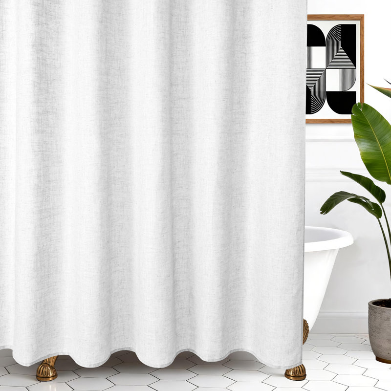 Linen Blend Single Shower Curtain, White