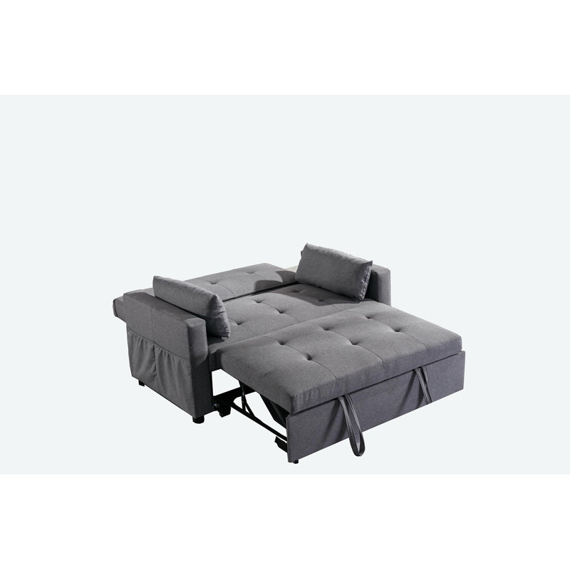 Rainell 55.12'' Linen Square Arm, Dark Gray Linen