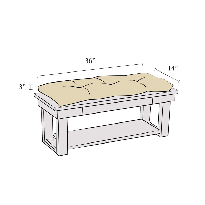 Non-Slip Bench Cushion, 35 X 14 X 3 Inches, Dark Brown
