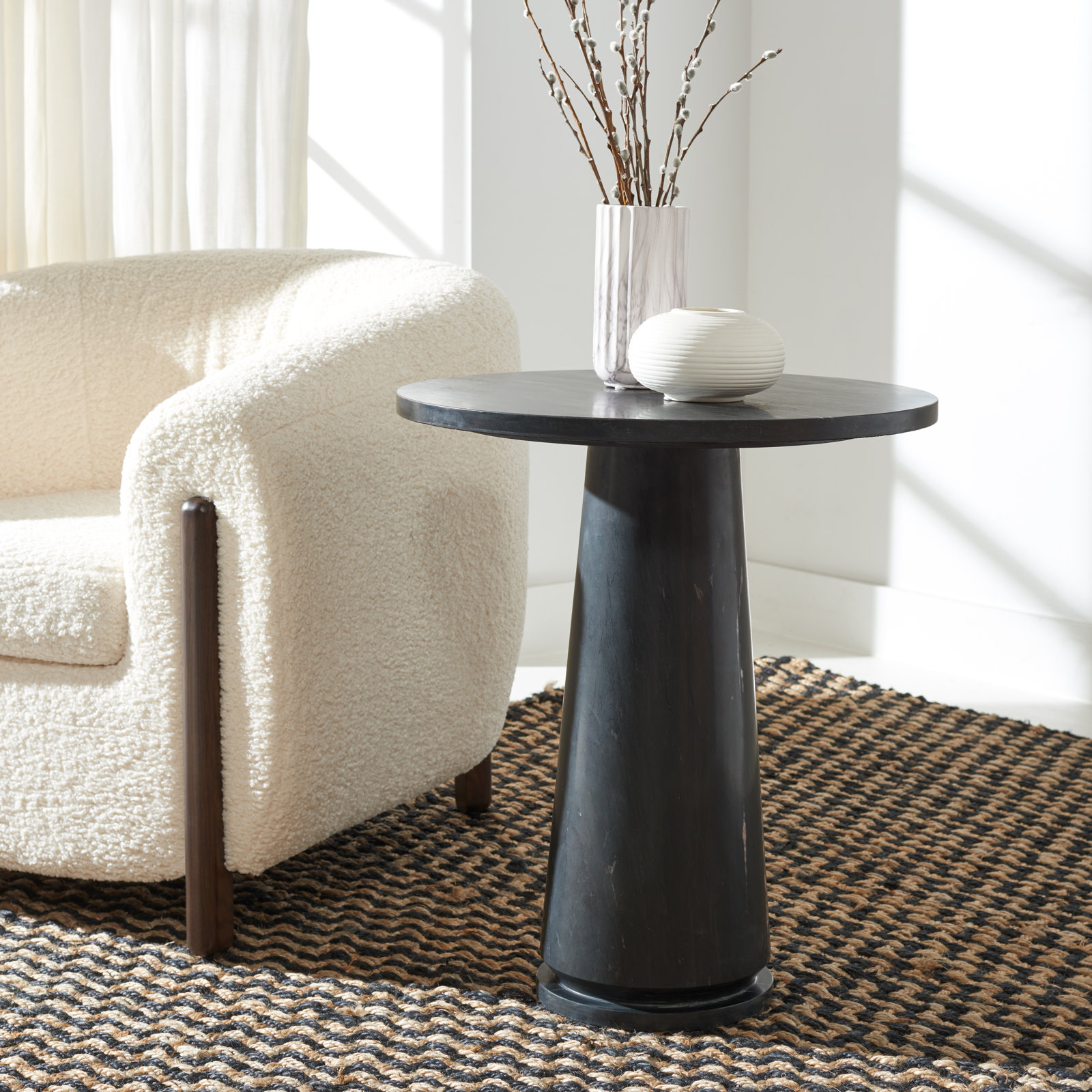 Alysson Marble End Table, Black