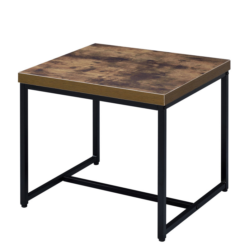 Rectangular Sled End Table, 22"H x 22"W x 22"D, Oak Wood