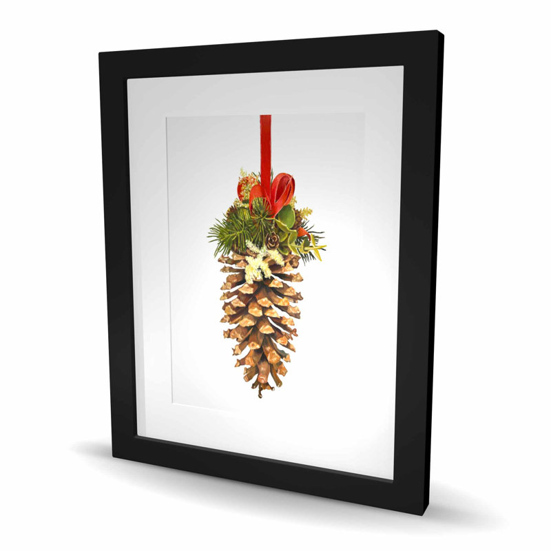 Cône de pin de Noël - reproduction rustique encadrée