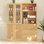 Bibliothèque H 71 "x l 47,3" avec portes en verre et tablettes ouvertes, bibliothèque moderne à 3 niveaux avec 3 grands tiroirs (A + B)