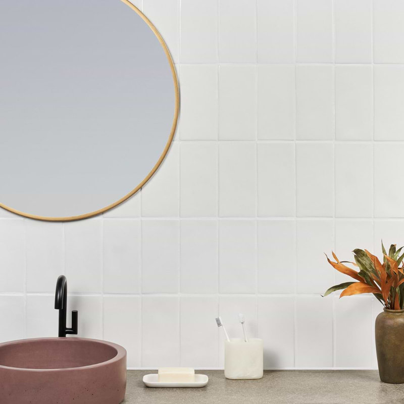 Nabi Subway 4.5x9 Subway Polished Glass Tile, Glacier White