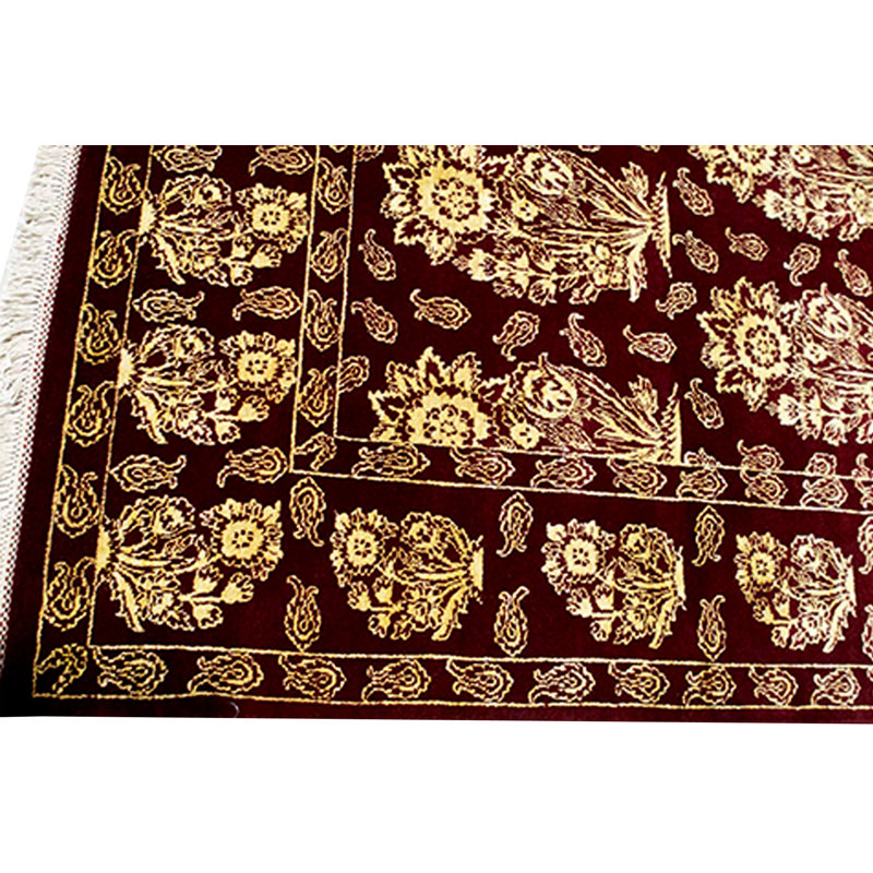 Tapis rouge et rouge noué à la main de haute qualité