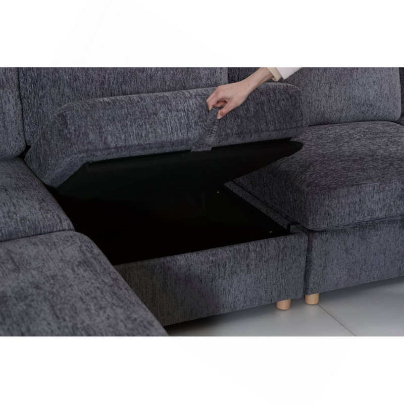 Canapé modulaire modulaire, canapé convertible avec rangement, ensemble de canapé pliant multifonctionnel en tissu, canapé 2 places (gris)