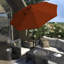 Parasol de patio noir en pierre 11 pieds avec manivelle nervurée en aluminium au henné Sunbrella-790429229