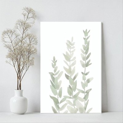 1Pc Framed Canvas Poster Print Eucalyptus leaves, fresh green, watercolor botanical style Wall Art Wall Pediments, Wall Decor, Perfect for Room Decor