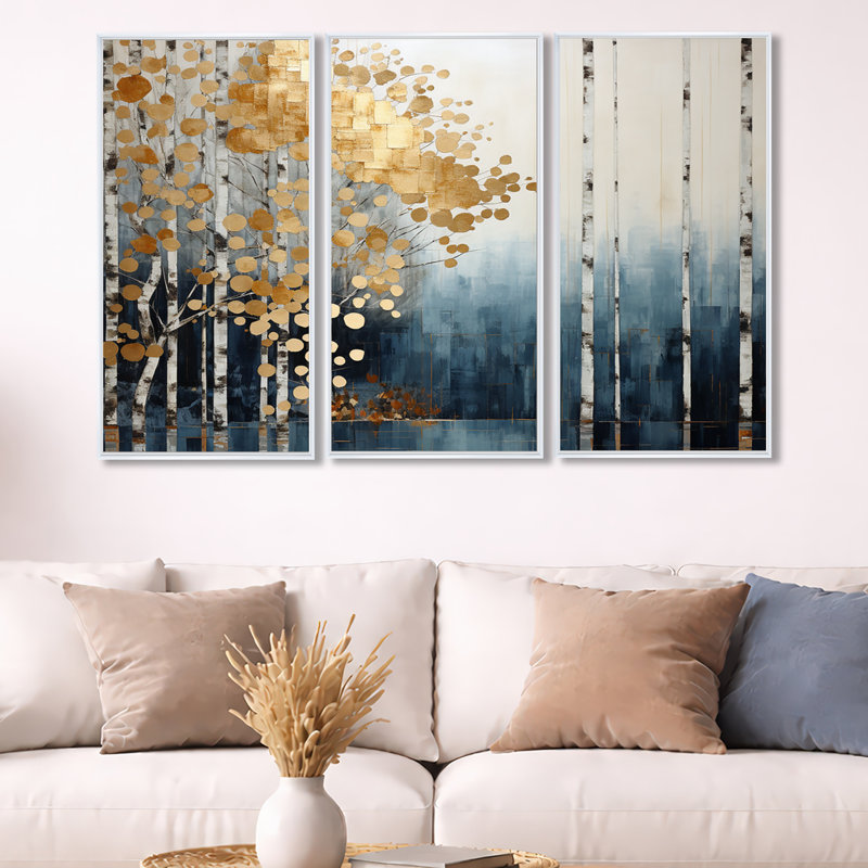 Ensemble de salon Fellner - Forest Wall Art, H 28 po x l 36 po x P 1 po, Cadre flottant blanc