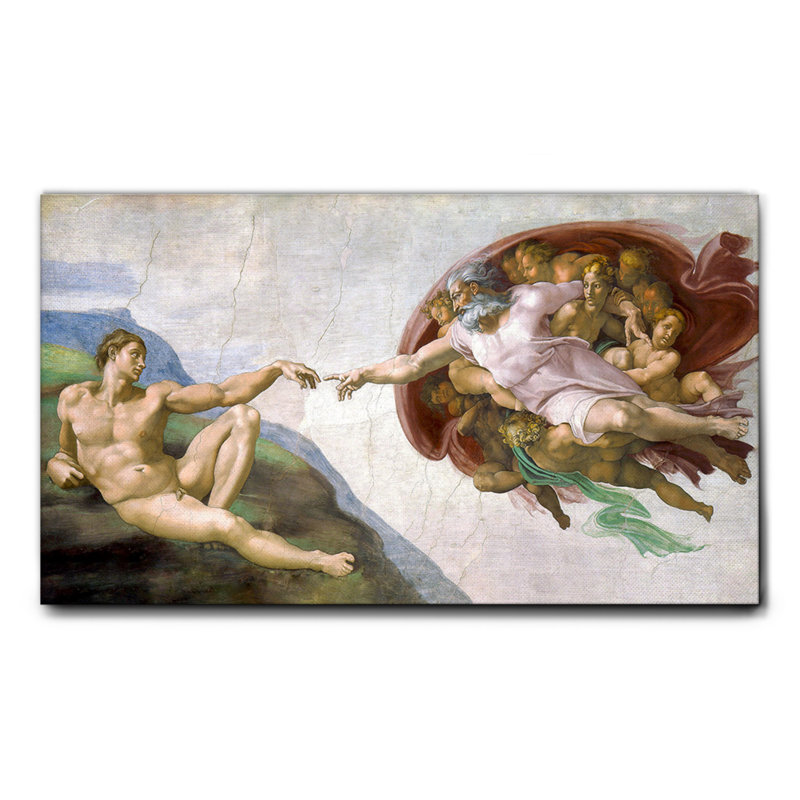 La Creazione Di Adamo by Michelangelo - No Frame Painting, 75cm H x 135cm W