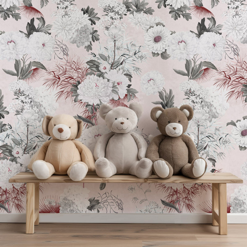 Luxury Floral Japandi Wallpaper, Pink