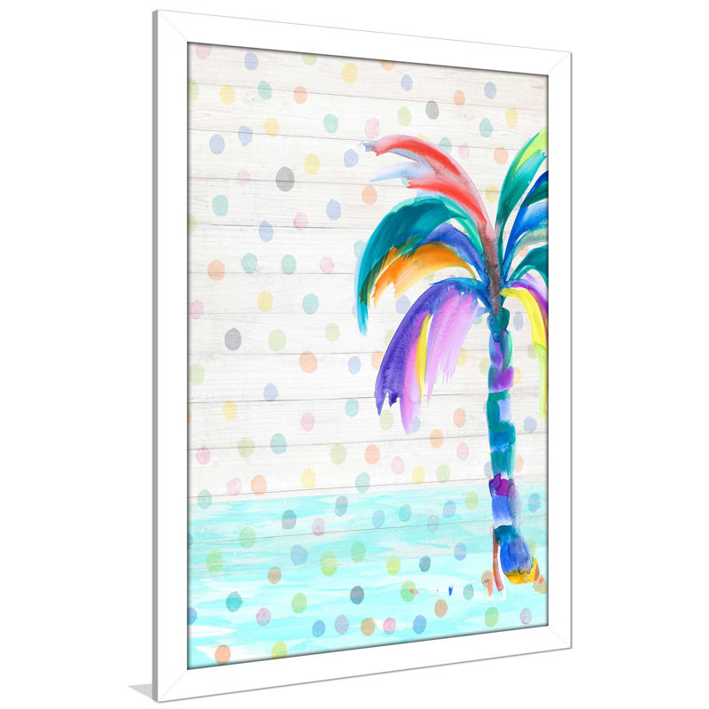 « funky palm on points i », reproduction de peinture à l’aquarelle encadrée en acrylique, H 27,5 po x l 21,5 po x P 0,75 po