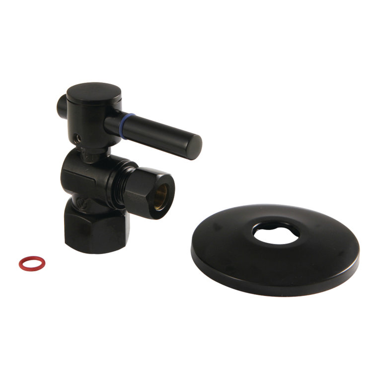 Kingston Brass Concord 1/2-Inch FIP x 3/8-Inch OD Comp Quarter-Turn Angle Stop Valve with Flange