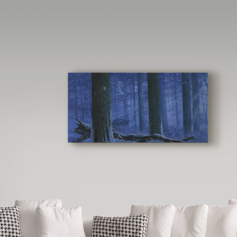 « blue loup », reproduction de peinture à l’huile sur toile tendue, H 10 po x l 19 po x P 2 po