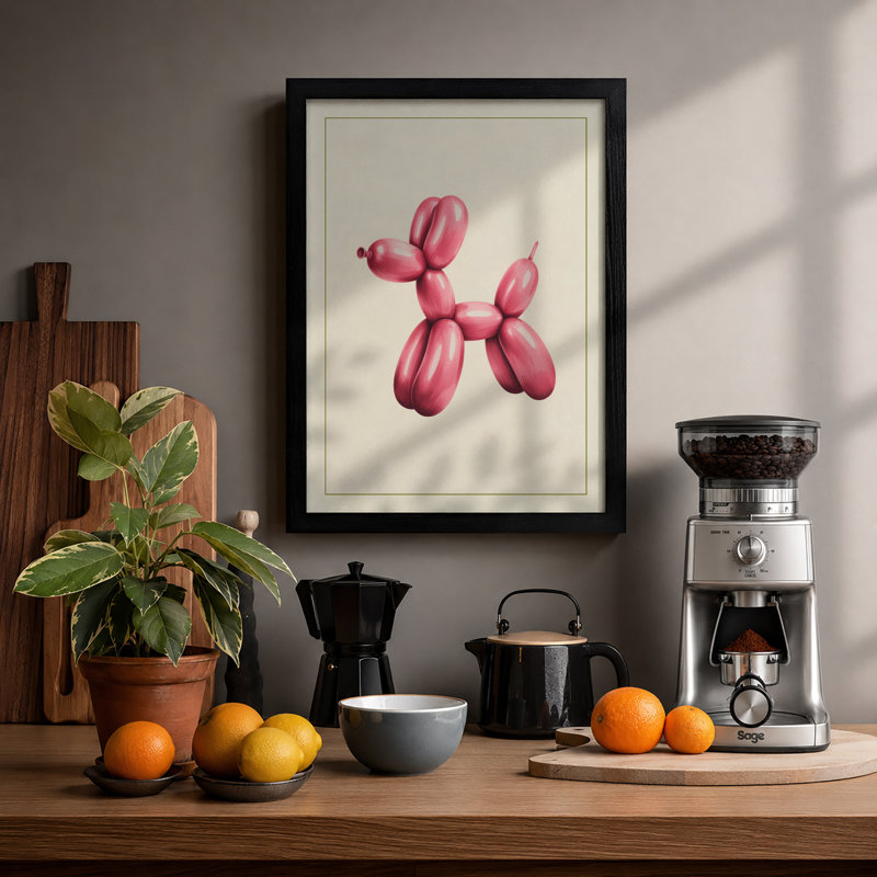Balloon Poodle Novelty - Framed Print, A1 - 84.1 x 59.4 cm, Oak