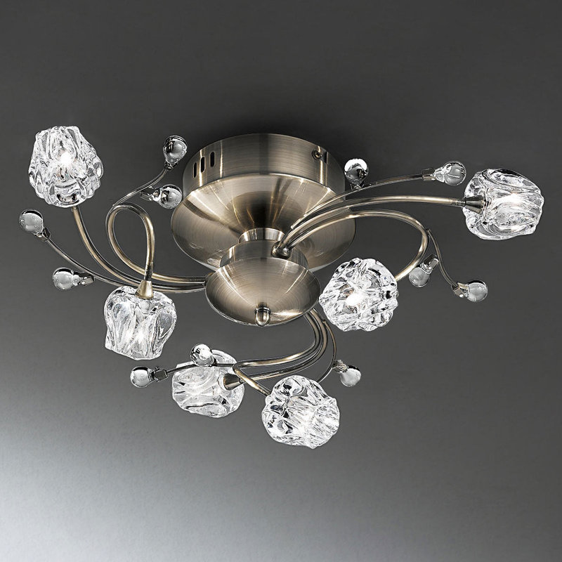 Sansa Glass Semi Flush Mount, Bronze