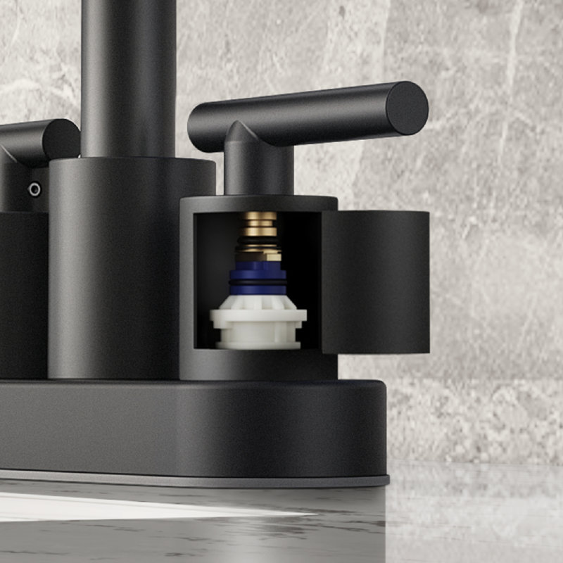 Celestine Centerset Bathroom Faucet with Drain Assembly, 2-handle Bathroom Sink Faucet, Matte Black