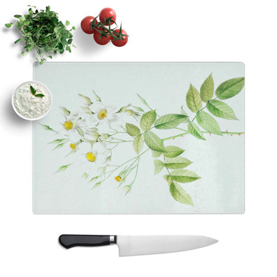 Tempered Glass Musk Roses by Pierre-Joseph Redoute Chopping Board