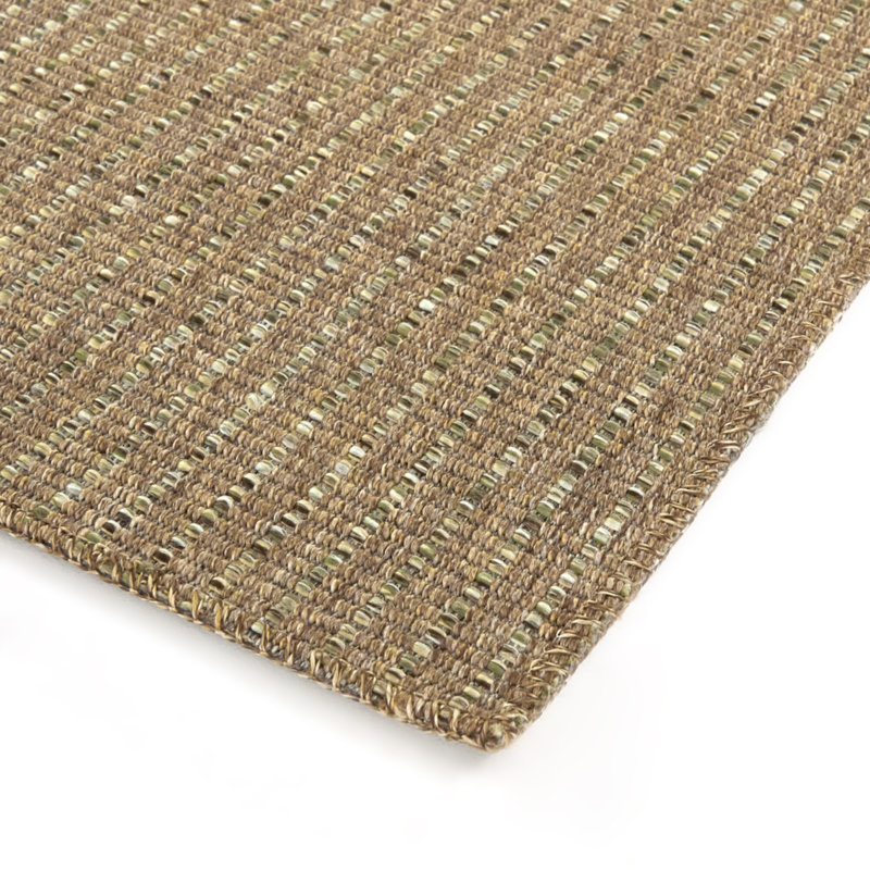 Yepez Black Simple Stripe Indoor/Outdoor Area Rug, Rectangle 5'3" x 7'