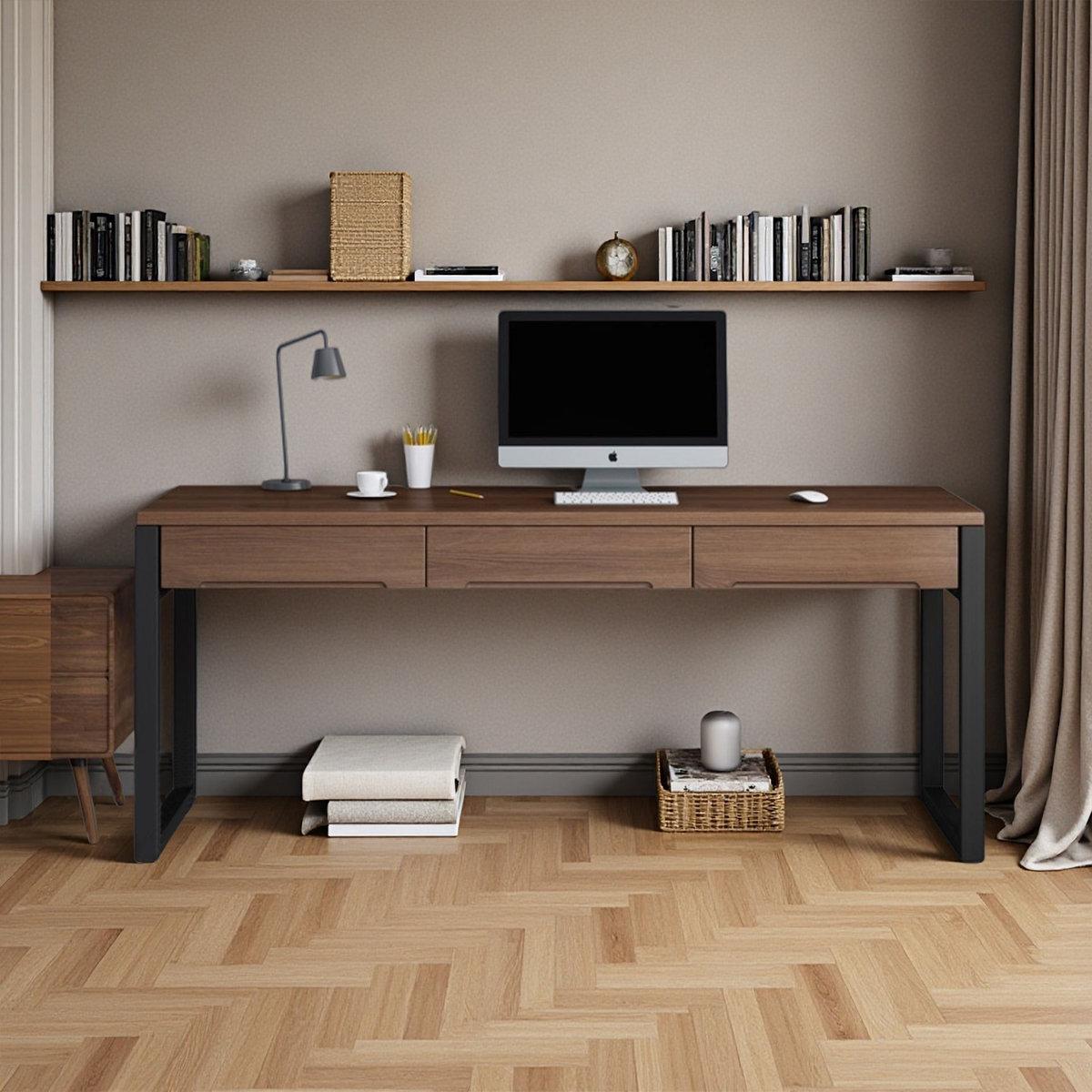 Hokku Designs Modern Wood Desks with 3 Drawers & Metal Frame - Wayfair ...