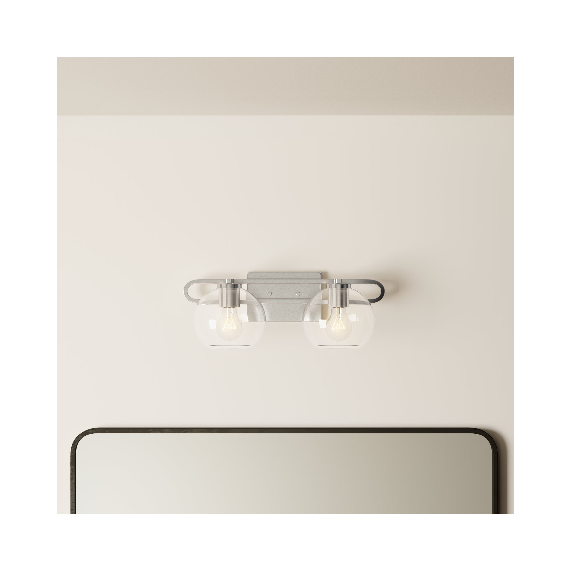 Eveline 4 Light Transparent Dimmable Vanity Light, 2, Brushed Nickel, 7.63"H x 19.75"W x 8.38"D