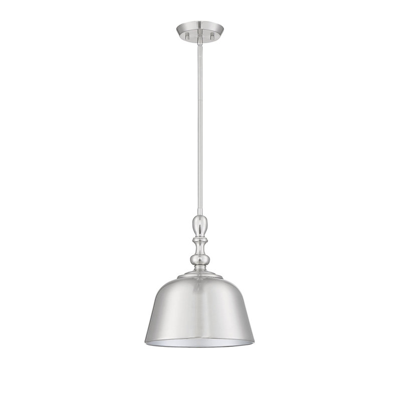 Saxon 1-Light Dimmable Dome Pendant, Satin Nickel