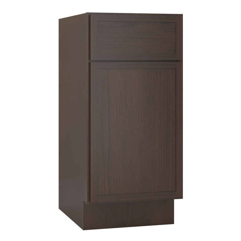 Meuble-lavabo autoportant de 15 po avec 1 porte et 1 tiroir, sans comptoir, prêt à assembler, brun Colton, Brun