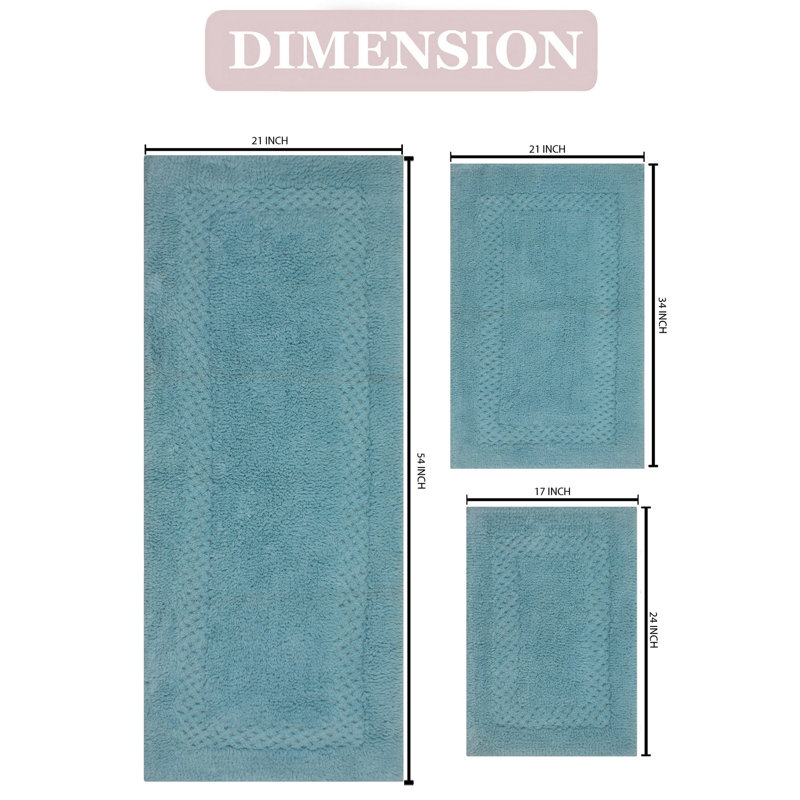 Tapis de bain 100% coton Classy Bathmat Collection (ensemble de 3), Turquoise