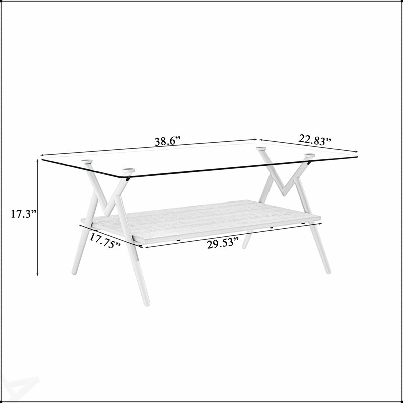 Table basse élégante et moderne avec plateau en verre trempé et pieds en métal blanc durable pour des espaces de vie élégants