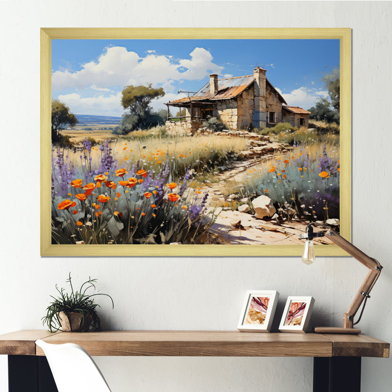Charme rustique sur toile, H 30 po x l 40 po x P 1,5 po, Cadre doré simple