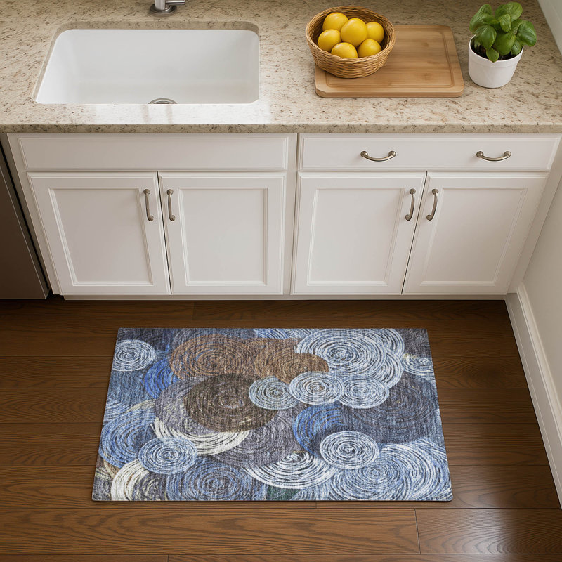 Premium Machine Washable Mayfield AMF2267 Geometric Rug, 1'8" x 2'6", Blue