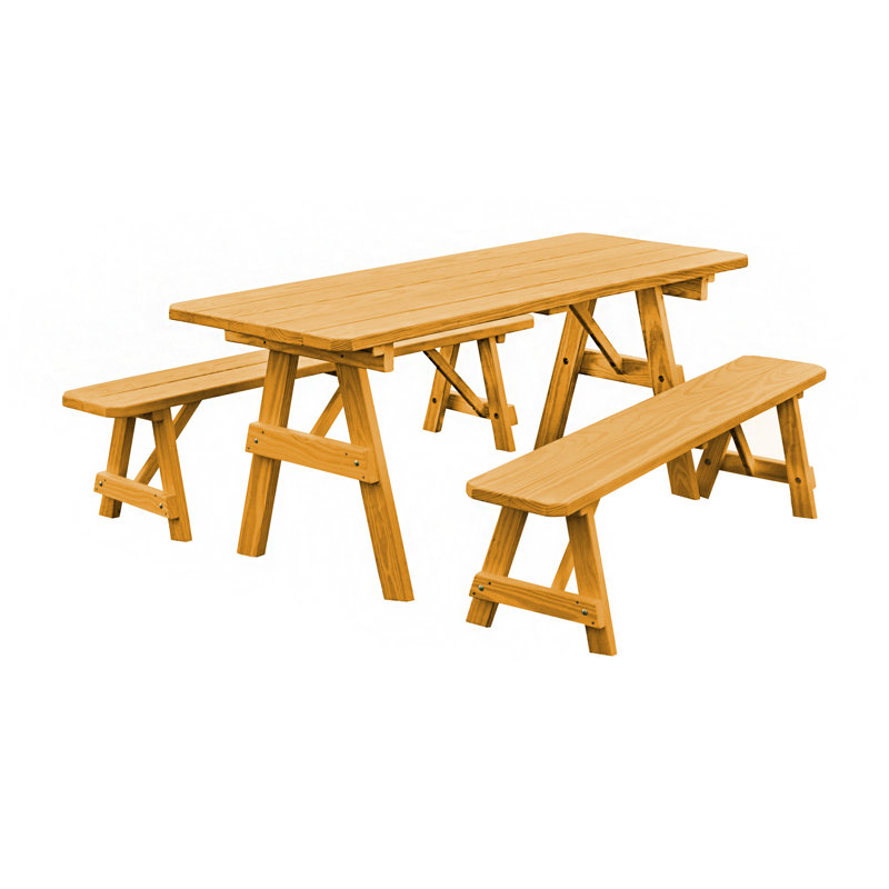Patio Dining Set with Rectangular Table, Natural, 94 x 27 x 30