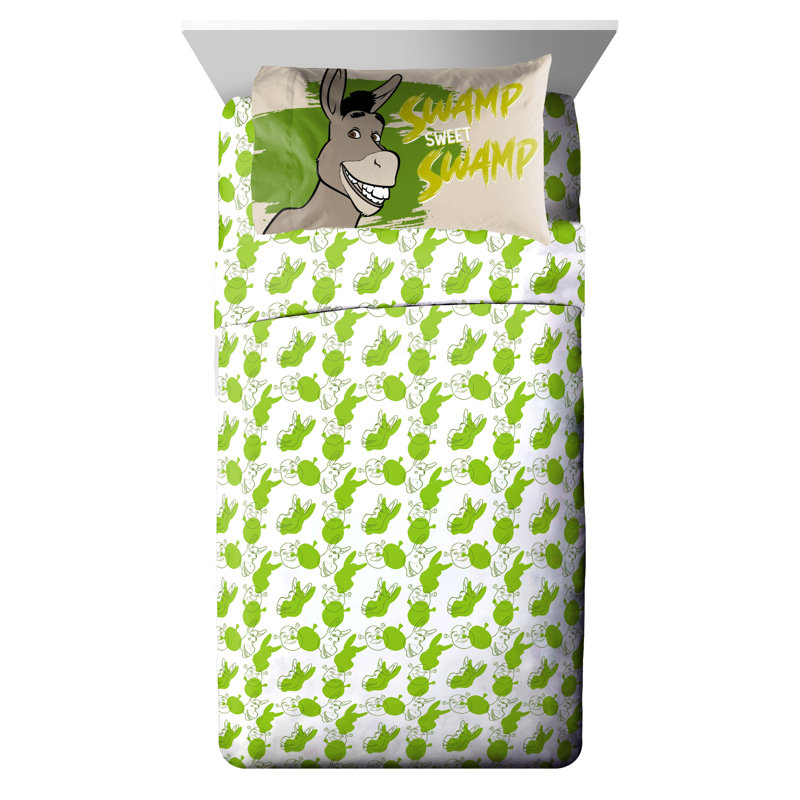 Ensemble de lit simple avec taie décorative Shrek Swamp Life