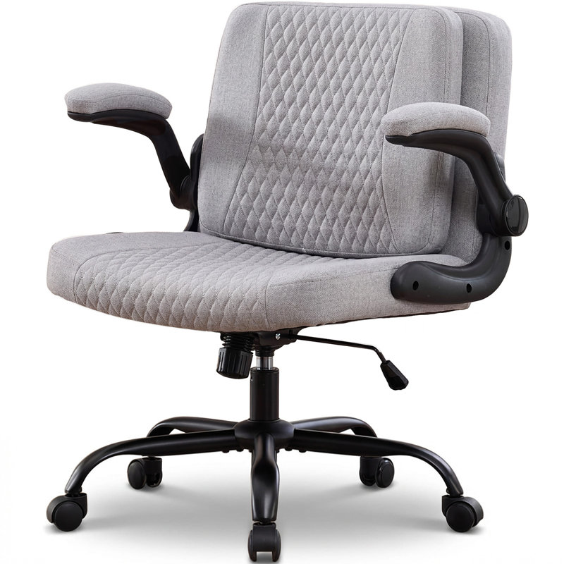 Chaise de bureau à pieds croisés Criss avec accoudoirs et roues réglables, chaise de bureau large avec coussin de dossier rabattable