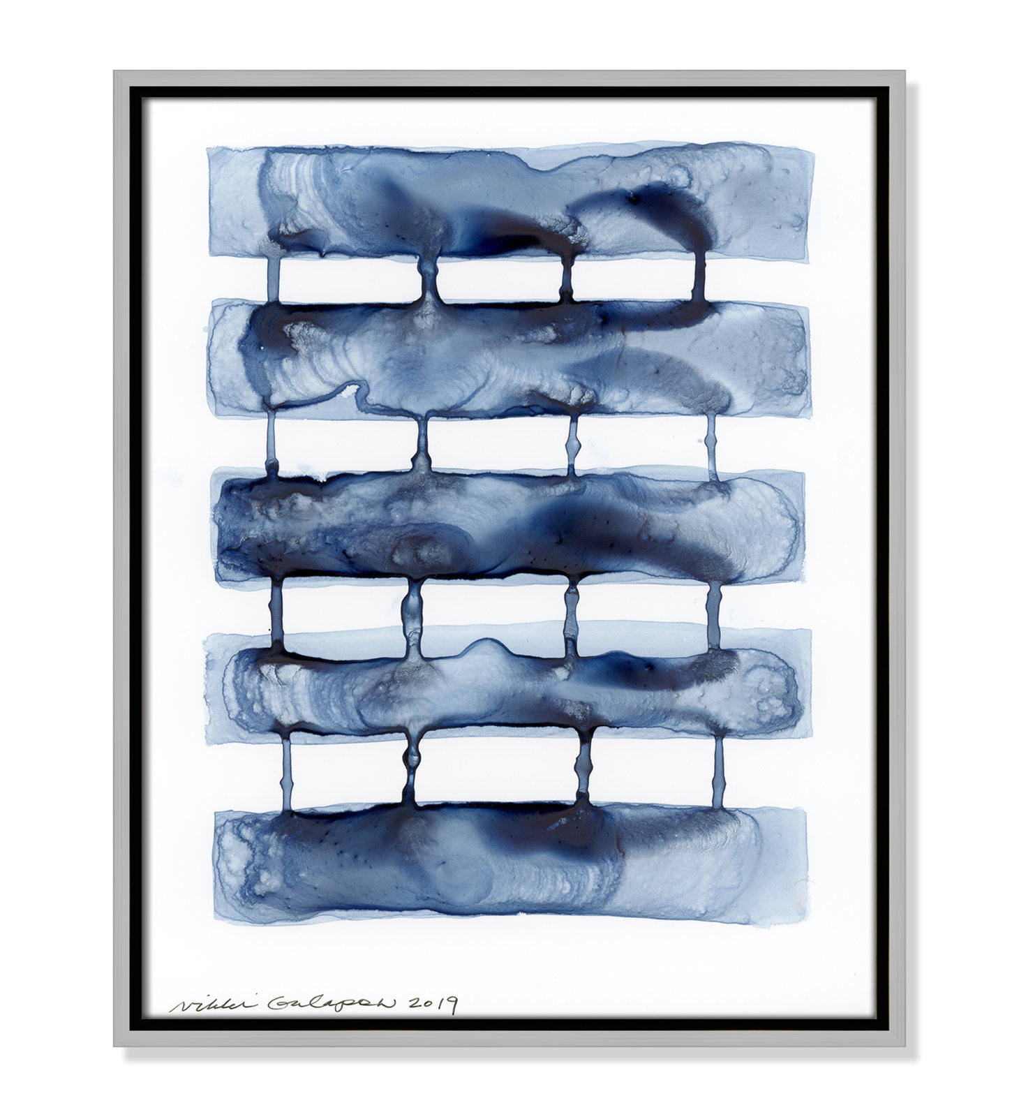 Gareth "Stitched Together I" Print by Nikki Galapon, 21.5" H x 17.5" W x 2" D, Silver Framed Canvas